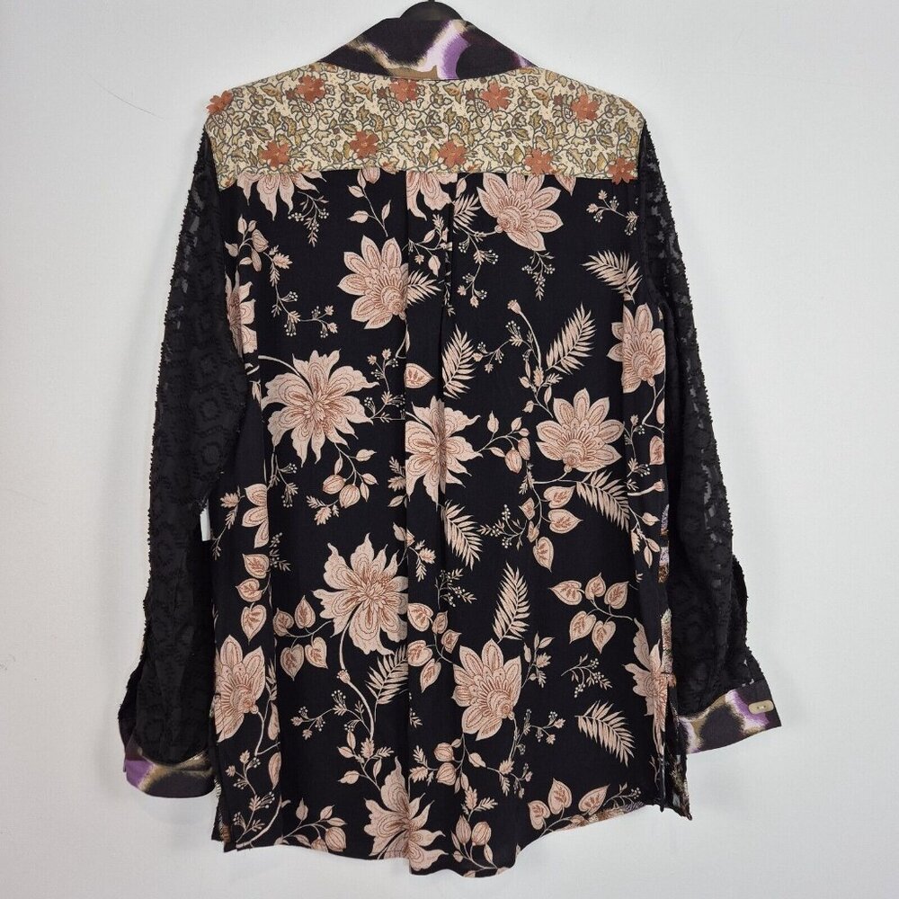 John Mark Women's Blouse Size M Embroidered Floral Black Tunic Top  Shirt (29) - Picture 10 of 16